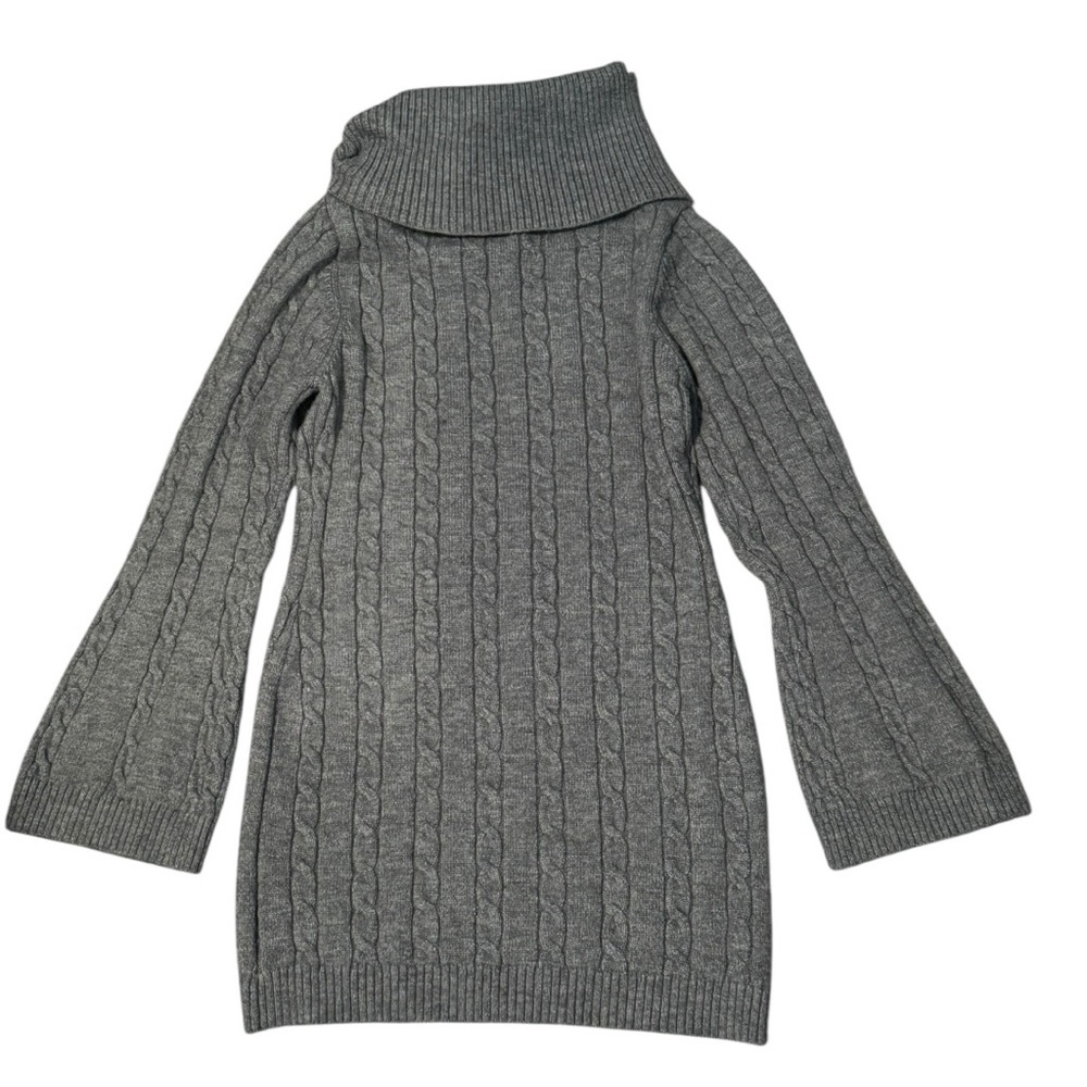 SHEIN Gray Cable Knit Sweater Dress Turtleneck Size L - Picture 2 of 5